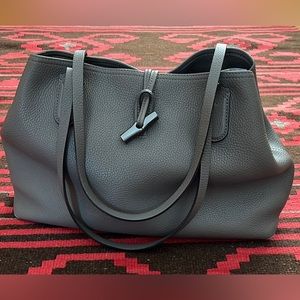 Longchamp Roseau Leather Shoulder Bag - Grey